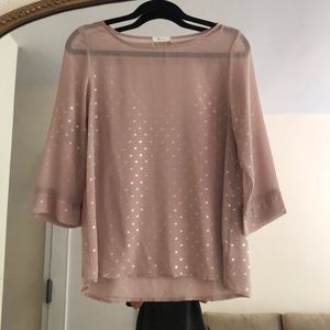 Sheer top with Gold Polka Dots
